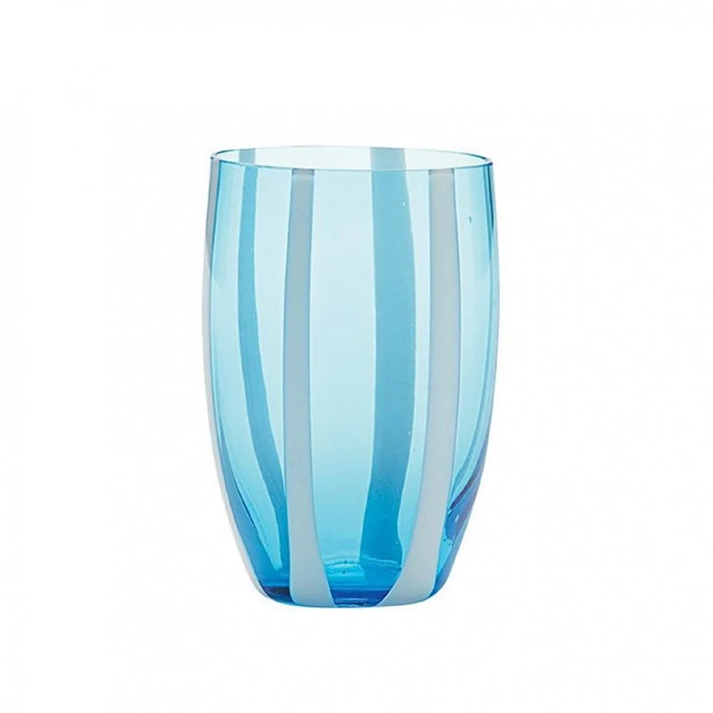 32 cl - Gessato Bicchiere Acqua A Righe in Vetro Lavorato A Mano - Set 6 Pezzi