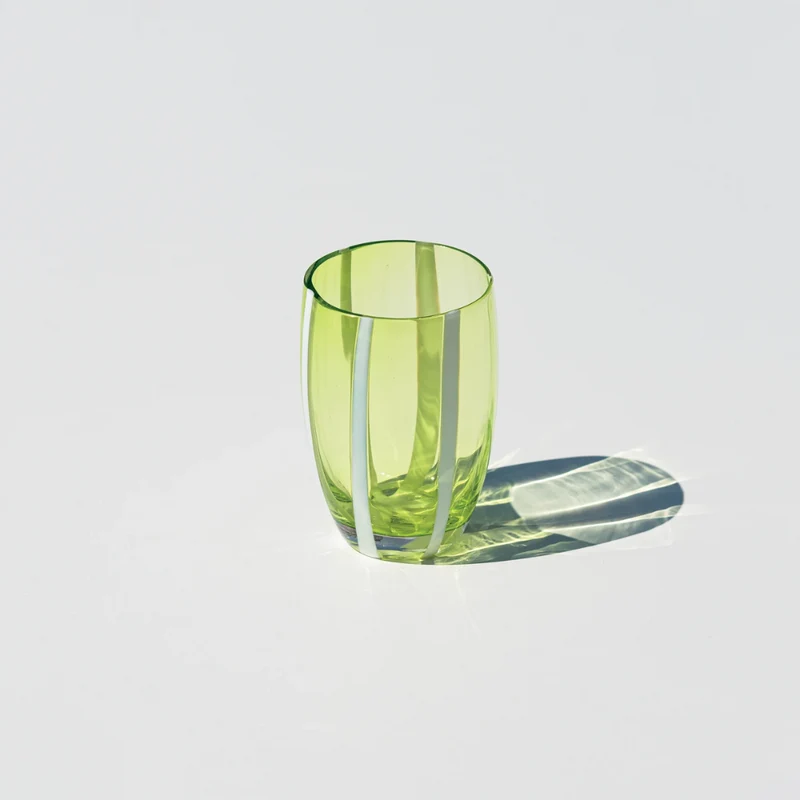 32 cl - Gessato Bicchiere Acqua A Righe in Vetro Lavorato A Mano - Set 6 Pezzi