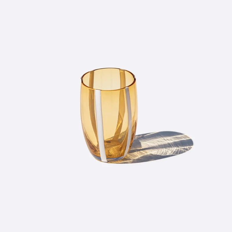 32 cl - Gessato Bicchiere Acqua A Righe in Vetro Lavorato A Mano - Set 6 Pezzi