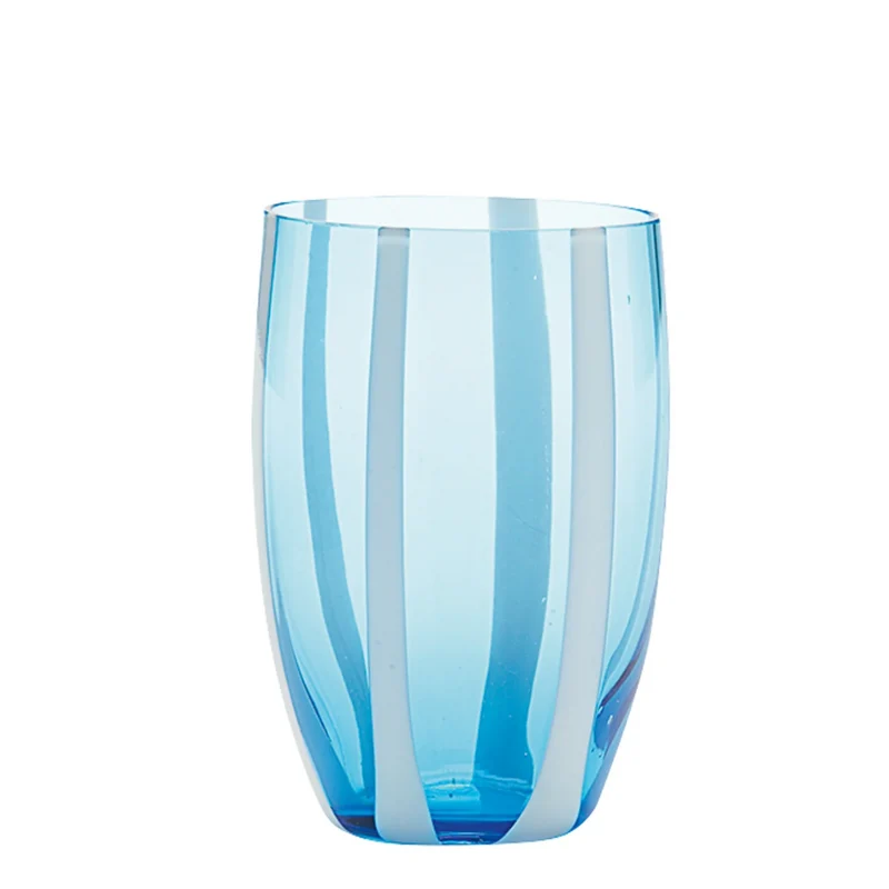 32 cl - Gessato Bicchiere Acqua A Righe in Vetro Lavorato A Mano - Set 6 Pezzi