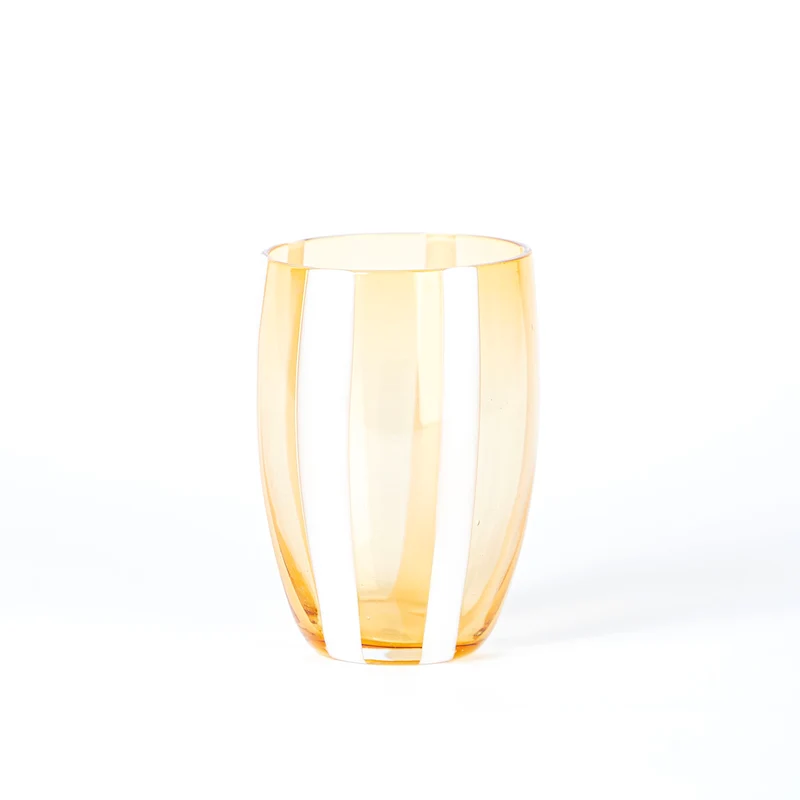 32 cl - Gessato Bicchiere Acqua A Righe in Vetro Lavorato A Mano - Set 6 Pezzi