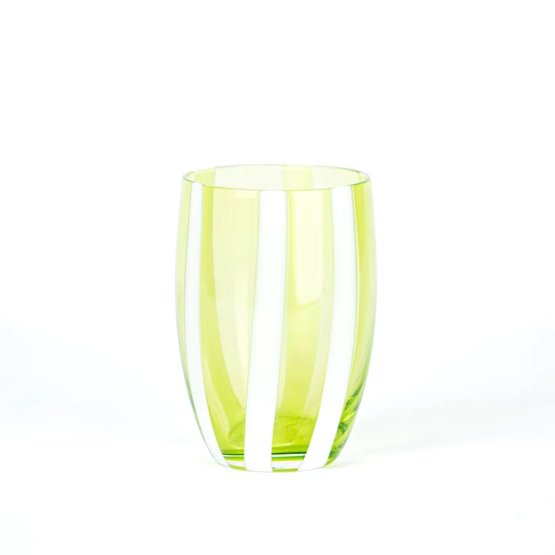 32 cl - Gessato Bicchiere Acqua A Righe in Vetro Lavorato A Mano - Set 6 Pezzi