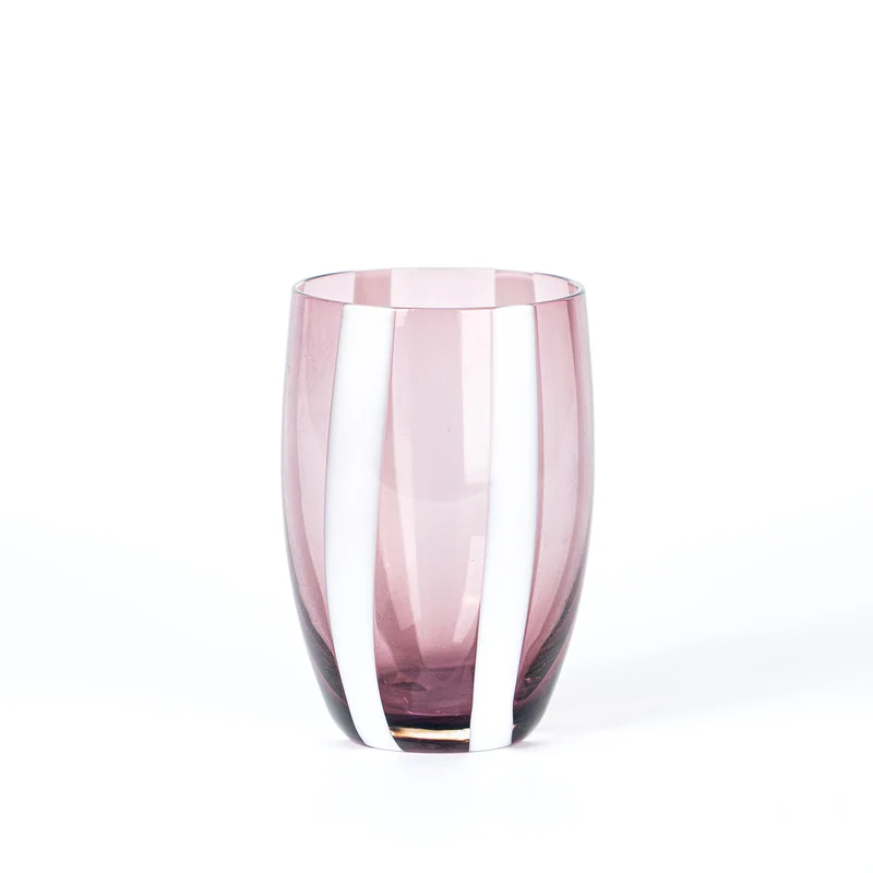 32 cl - Gessato Bicchiere Acqua A Righe in Vetro Lavorato A Mano - Set 6 Pezzi