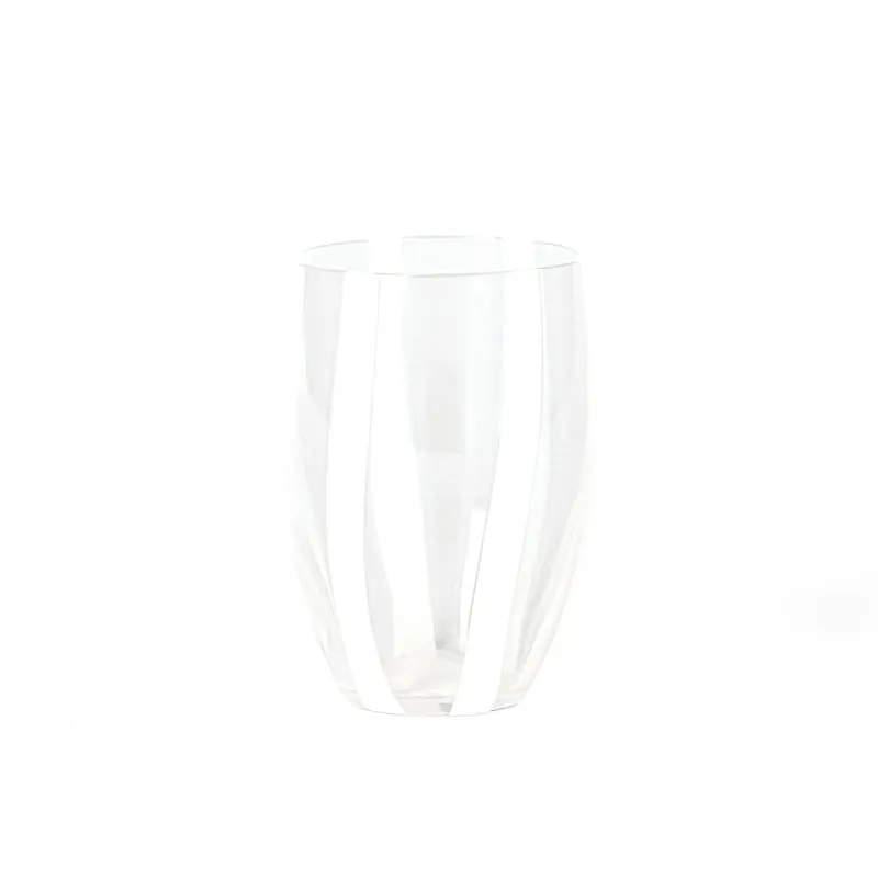 32 cl - Gessato Bicchiere Acqua A Righe in Vetro Lavorato A Mano - Set 6 Pezzi