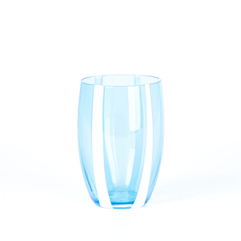 32 cl - Gessato Bicchiere Acqua A Righe in Vetro Lavorato A Mano - Set 6 Pezzi