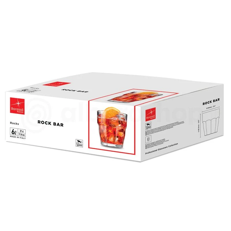 27 cl - Rock Bar Bicchiere Acqua in Vetro - Set 6 Pezzi