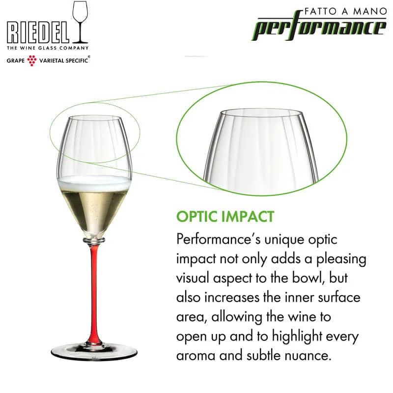 37.5 cl - Fatto A Mano Performance Calice Champagne Stelo Colorato in Vetro
