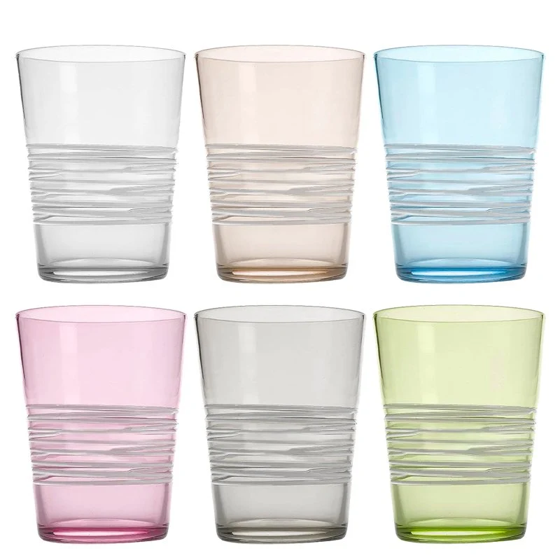 40 cl - Filante Bicchiere Acqua Righe in Vetro Soffiato - Set 6 Pezzi