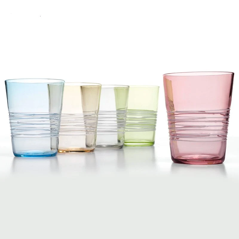 40 cl - Filante Bicchiere Acqua Righe in Vetro Soffiato - Set 6 Pezzi