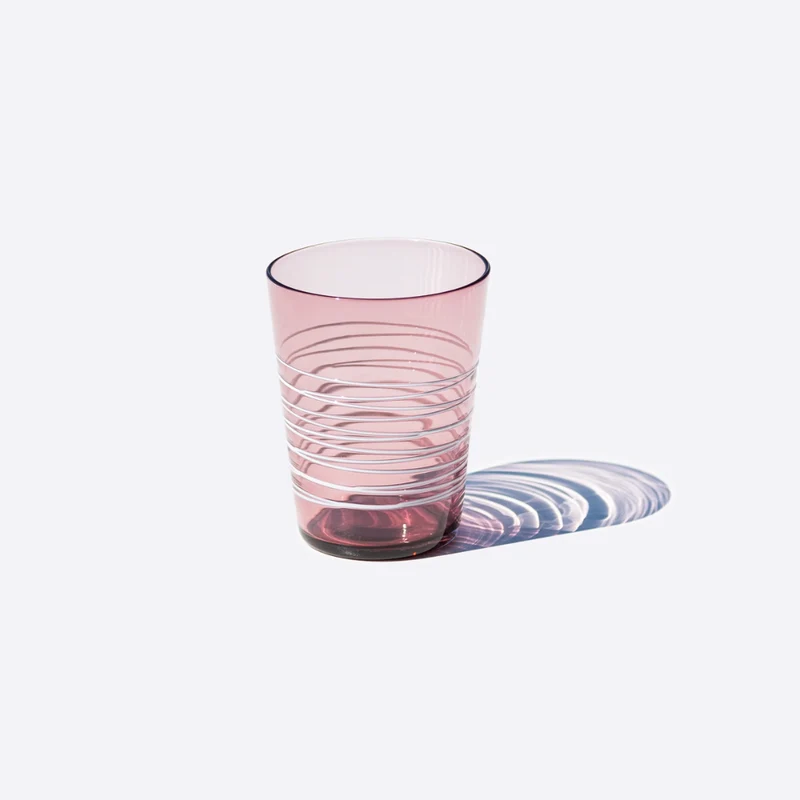 40 cl - Filante Bicchiere Acqua Righe in Vetro Soffiato - Set 6 Pezzi