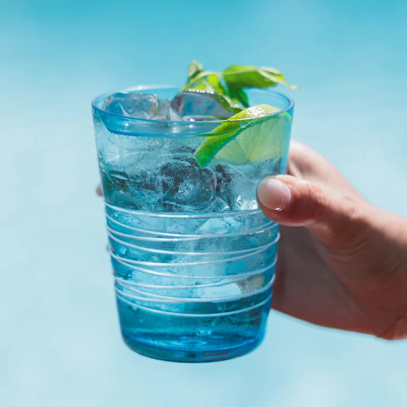 40 cl - Filante Bicchiere Acqua Righe in Vetro Soffiato - Set 6 Pezzi