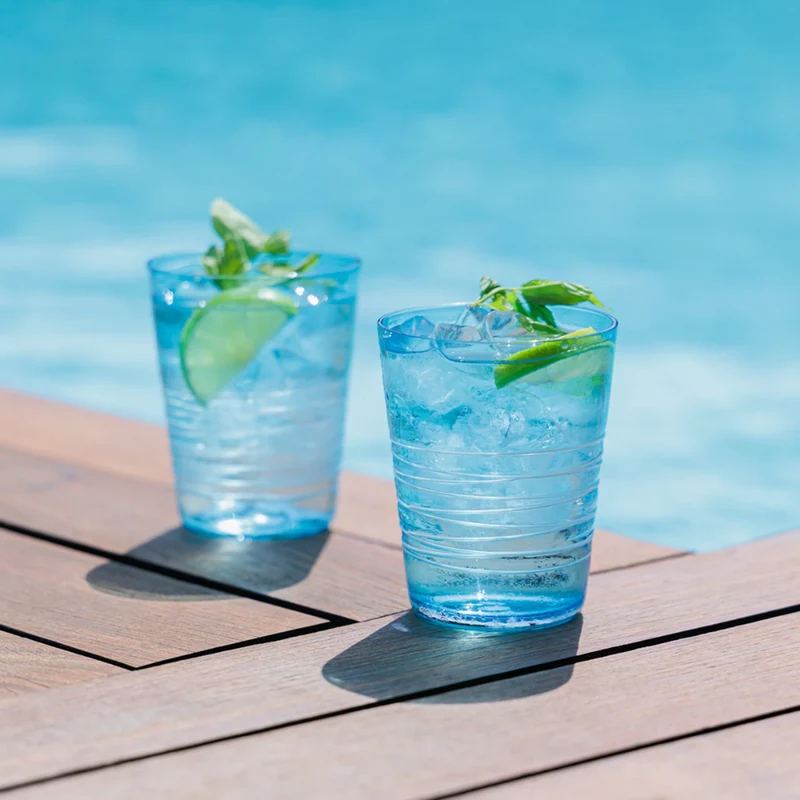 40 cl - Filante Bicchiere Acqua Righe in Vetro Soffiato - Set 6 Pezzi