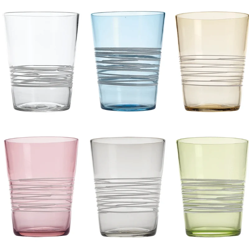 40 cl - Filante Bicchiere Acqua Righe in Vetro Soffiato - Set 6 Pezzi