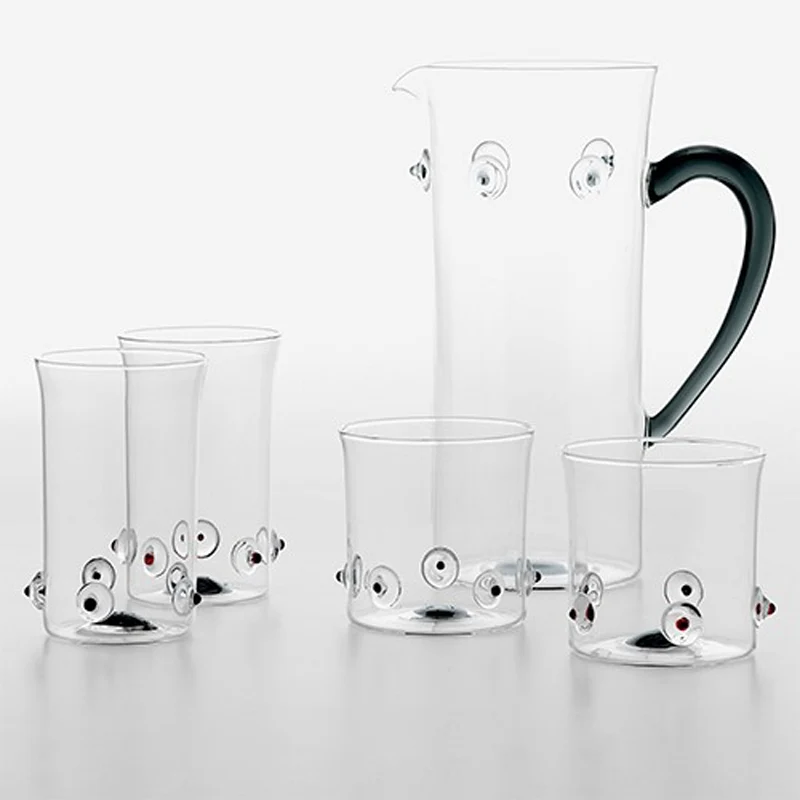 38 cl - Patèa Bicchiere Acqua Punti Colorati in Vetro Borosilicato - Set 6 Pezzi