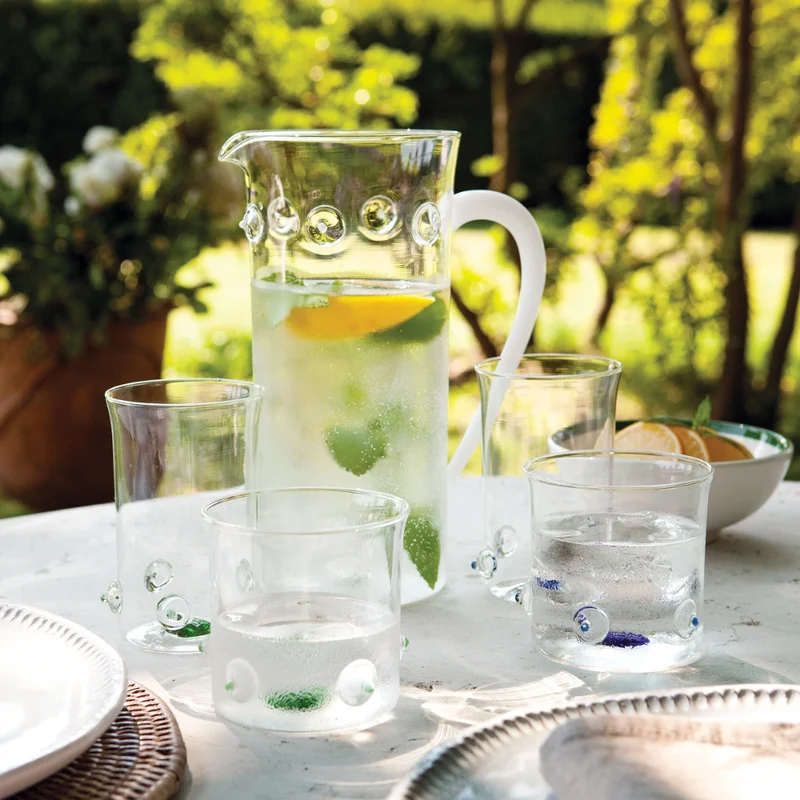 38 cl - Patèa Bicchiere Acqua Punti Colorati in Vetro Borosilicato - Set 6 Pezzi