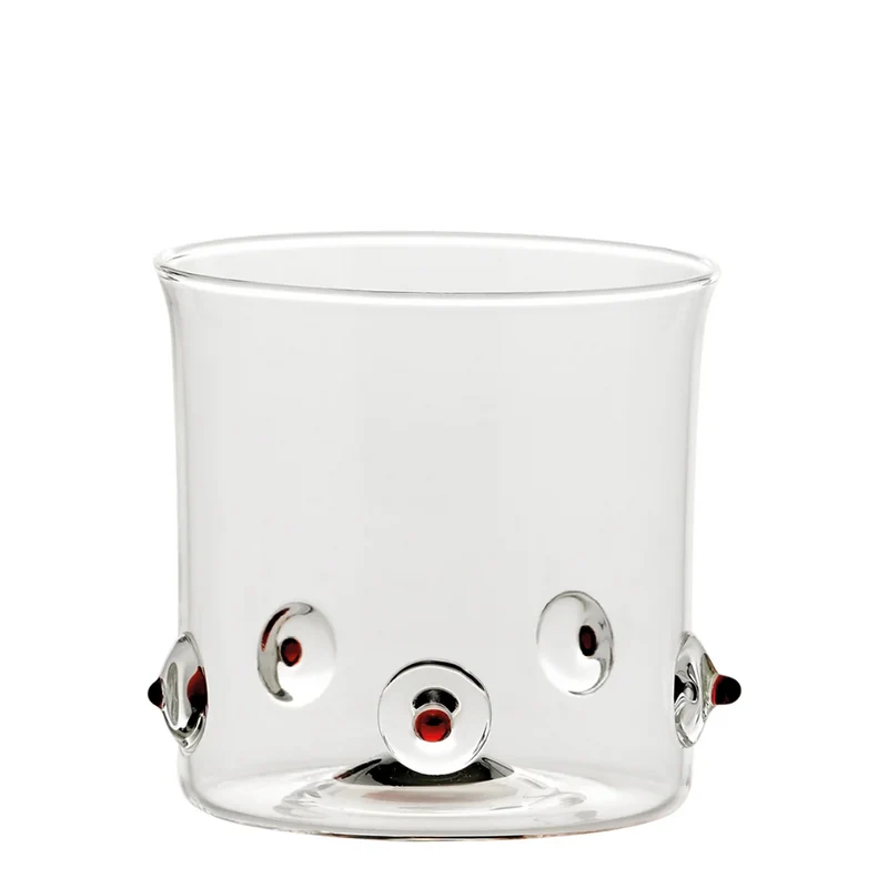 38 cl - Patèa Bicchiere Acqua Punti Colorati in Vetro Borosilicato - Set 6 Pezzi
