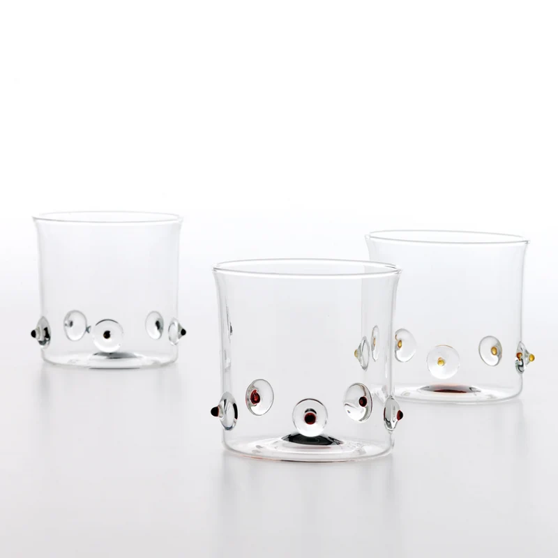 38 cl - Patèa Bicchiere Acqua Punti Colorati in Vetro Borosilicato - Set 6 Pezzi