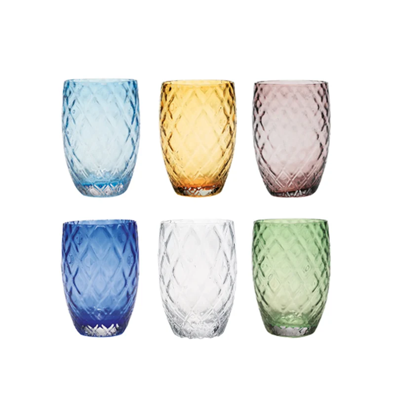 38 cl - Losanghe Bicchiere Acqua in Vetro Soffiato - Set 6 Pezzi