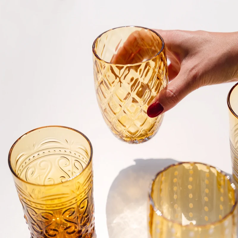 38 cl - Losanghe Bicchiere Acqua in Vetro Soffiato - Set 6 Pezzi