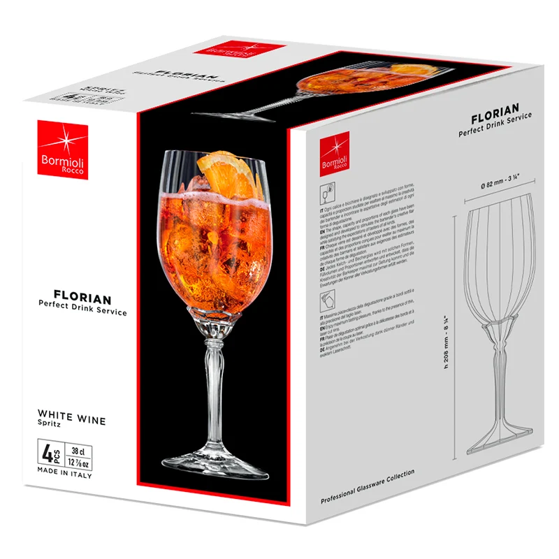 38 cl - Florian Calice Vino Bianco in Vetro - Set 6 Pezzi