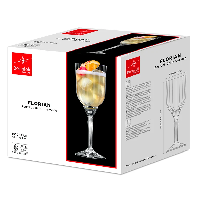 24.5 cl - Florian Calice Cocktail in Vetro - Set 6 Pezzi