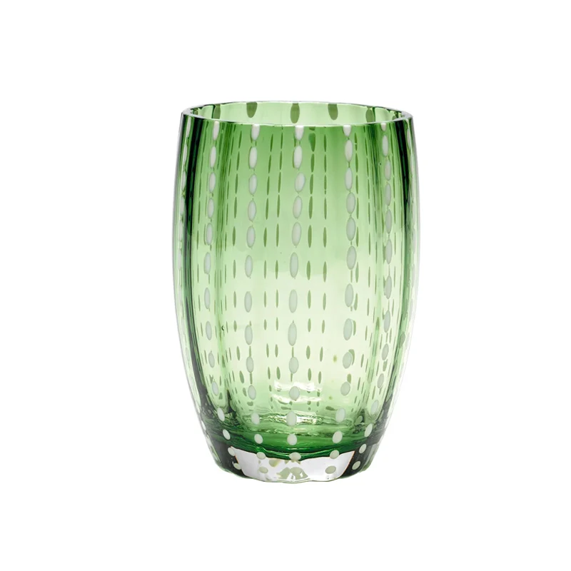 32 cl - Perle Bicchiere Acqua Pallini Bianchi in Vetro - Set 2 Pezzi