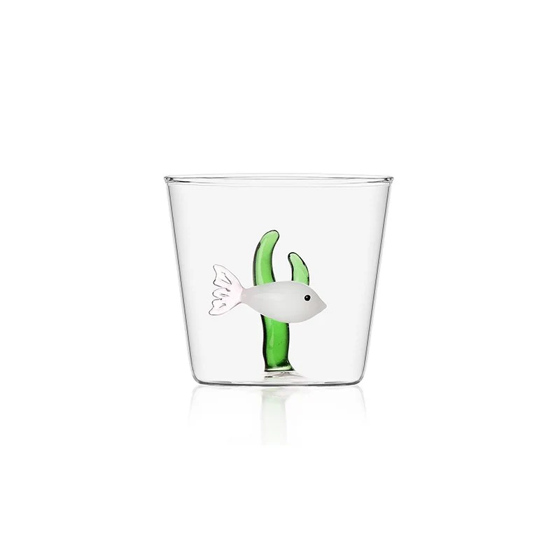 30 cl - Marine Garden Bicchiere Acqua Pesce Con Alga in Vetro Borosilicato