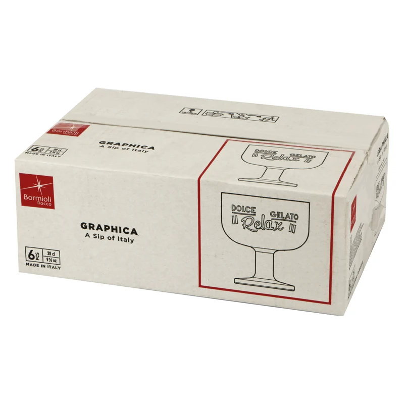 28 cl - Graphica Coppa Dessert in Vetro Temperato - Set 6 Pezzi