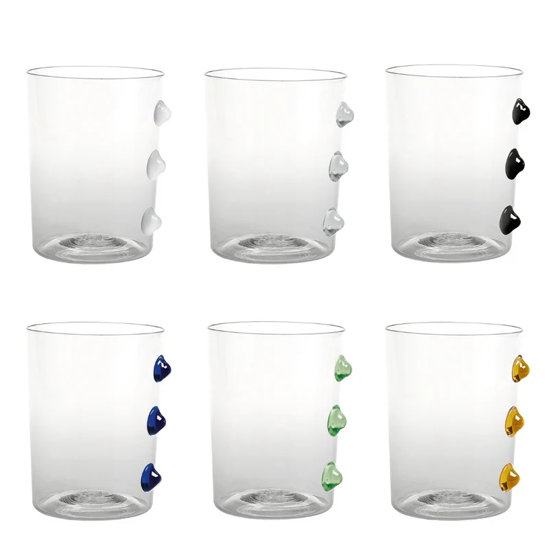 37 cl - Petoni Bicchiere Acqua 3 Punti Verticali in Vetro Borosilicato - Set 6 Pezzi