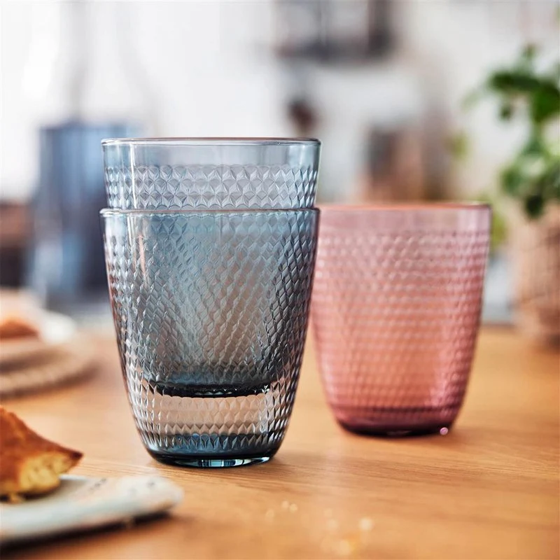 31 cl - Pampille Bicchiere Acqua In Rilievo in Vetro - Set 6 Pezzi