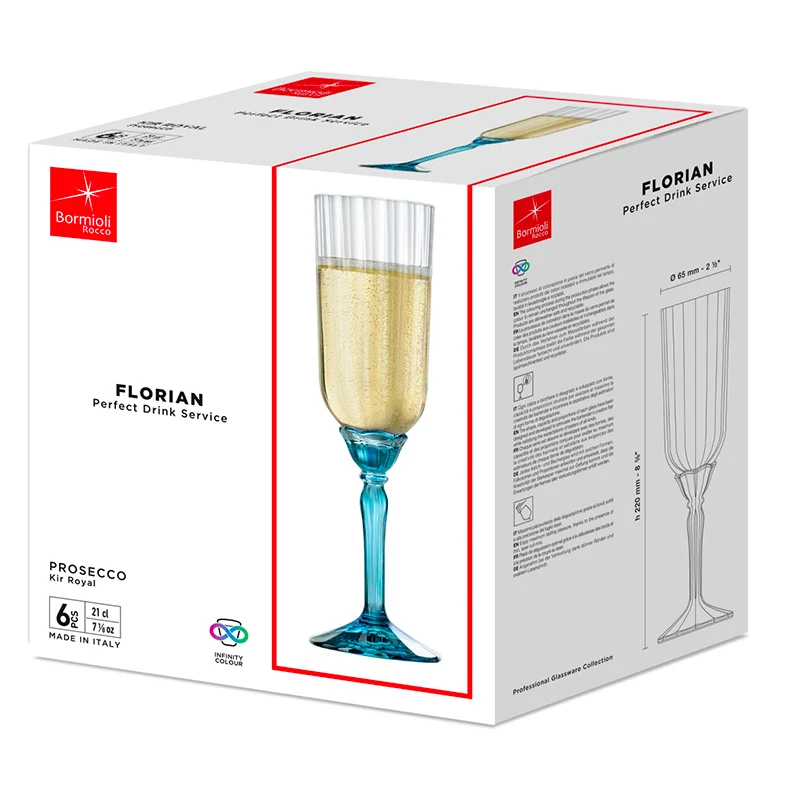 21 cl - Florian Calice Flute in Vetro - Set 6 Pezzi