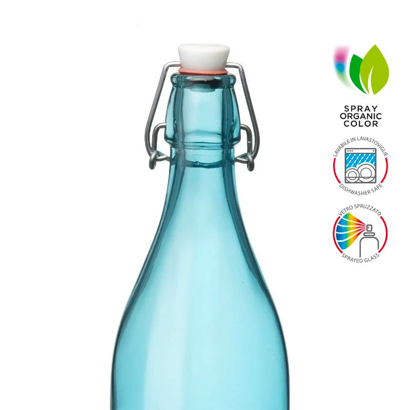 1 Litro - Giara Bottiglia Acqua in Vetro - Set 6 Pezzi